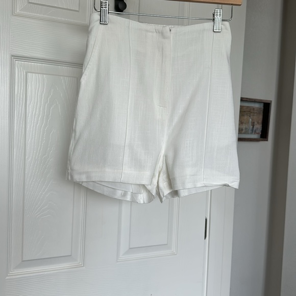 NWT Commense Linen Blends Work Belted Shorts Set White - Picture 12 of 15